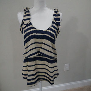 Blue & Ivory Sleeveless layered top - Size S